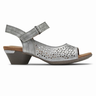 Rockport Cobb Hill Laurel Perforated Sandalen Damen Silber SOQ-842015